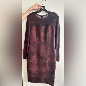 MaxMara Bordeaux Shaded Print Midi Dress